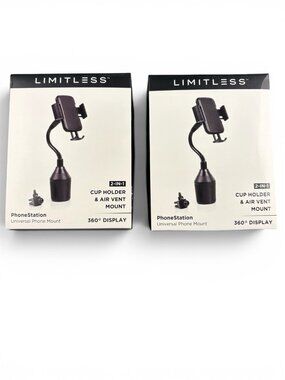 Limitless PhoneStation Universal Phone Mount Lot Of 2 Cup Holder Or Vent